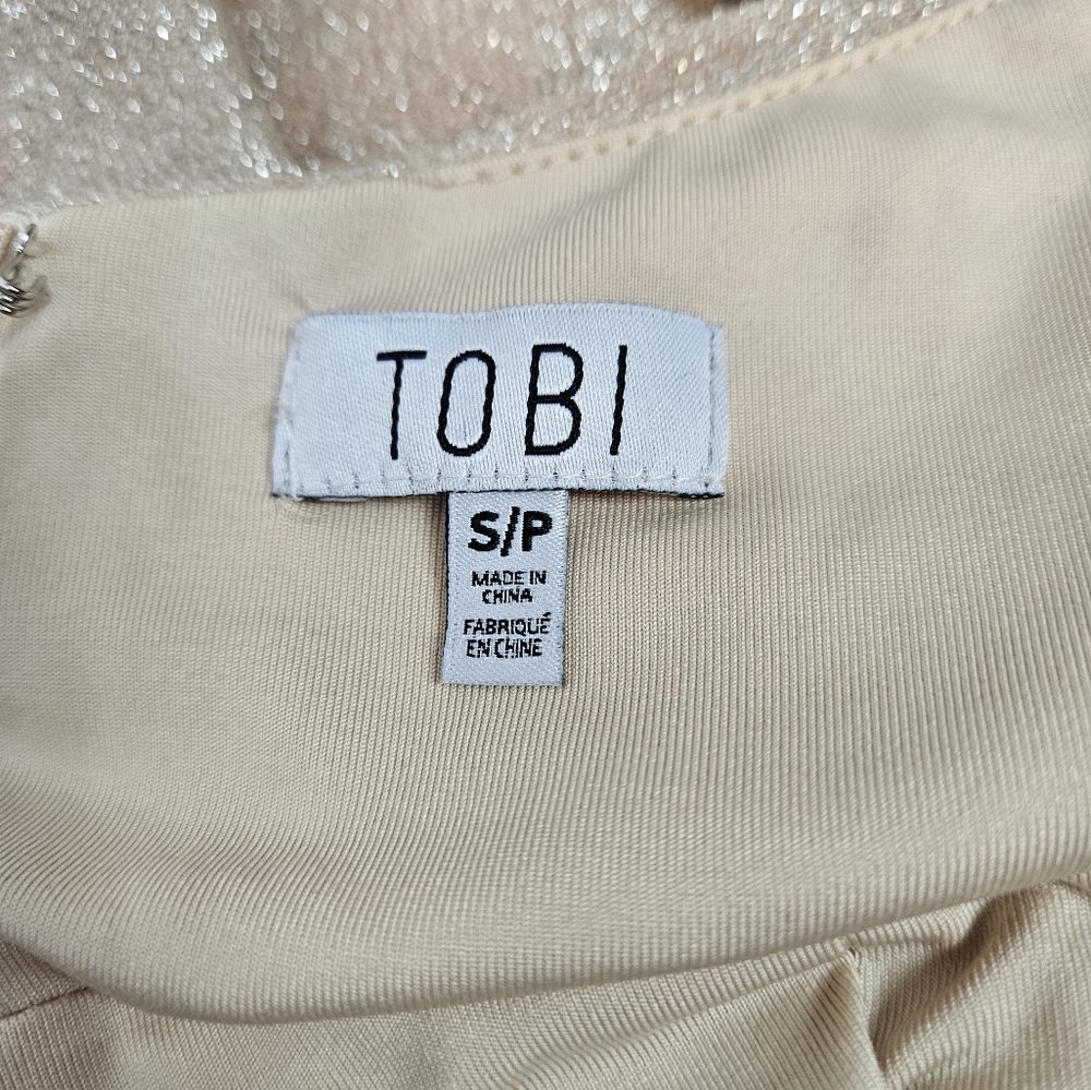 Sold Tobi Formal Cutout Maxi Dress Gold Shimmer Size Small Women's - Picture 7 of 9